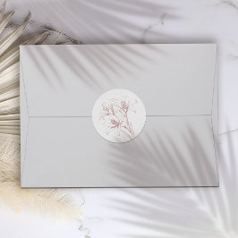 Pink Lily Outline Wedding Ronde Sticker