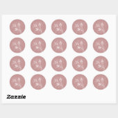 Pink Lily Outline Wedding Ronde Sticker (Vel)