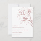 Pink Lily Outline Wedding RSVP Kaartje (Voorkant)