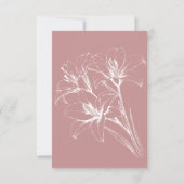Pink Lily Outline Wedding RSVP Kaartje (Achterkant)