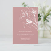 Pink Lily Outline Wedding Save The Date (Staand voorkant)