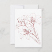 Pink Lily Outline Wedding Save The Date (Achterkant)