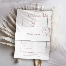 Pink Lily Outline Wedding Uitnodigingen Wikkel