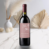 Pink Lily Outline Wedding Wijn Etiket