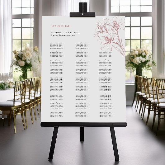Pink Lily Outline Wedding Zitting Grafiek Perfect Poster