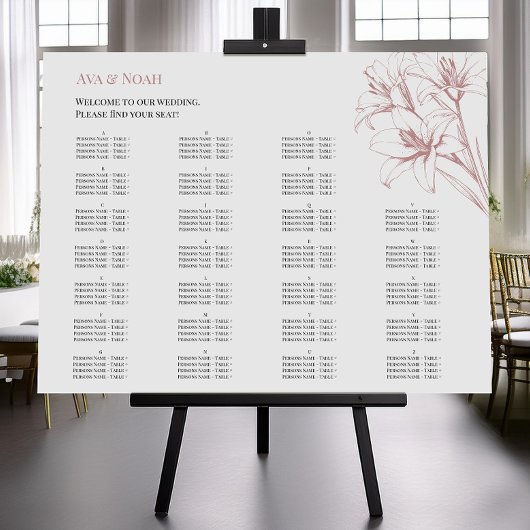 Pink Lily Outline Wedding Zitting Grafiek Perfect Poster