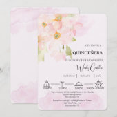 Pink lily quinceañera kaart (Voorkant / Achterkant)