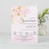 Pink lily quinceañera kaart (Staand voorkant)