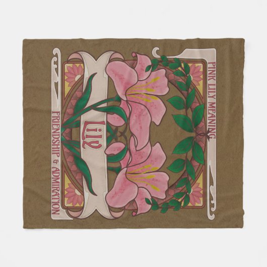 Pink Lily Victoriaans Flowers Vriendschapsbewonder Fleece Deken (Voorkant (Horizontaal))