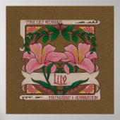 Pink Lily Victoriaans Flowers Vriendschapsbewonder Poster (Voorkant)