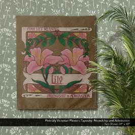 Pink Lily Victoriaans Flowers Vriendschapsbewonder Wandkleed