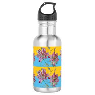 Pink Lily Waterverf Schilder Meisjes Kunst Waterfles