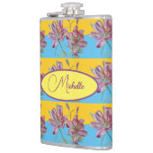 Pink Lily Waterverf Schilderende meisjes Kunst 532 Heupfles (Links)