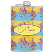 Pink Lily Waterverf Schilderende meisjes Kunst 532 Heupfles (Voorkant)