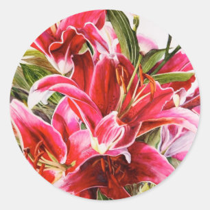 Pink Lily Wedding Envelope Seal Sticker