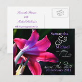 Pink Lily Wedding Save the Date Briefkaart (Voorkant / Achterkant)