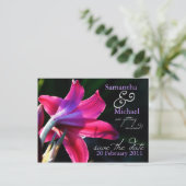 Pink Lily Wedding Save the Date Briefkaart (Staand voorkant)