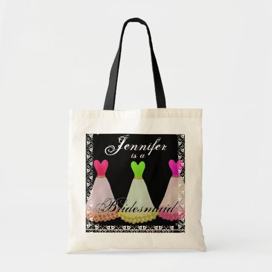 PINK & LIME GREEN Bridesmaid Canvas tas (Voorkant)