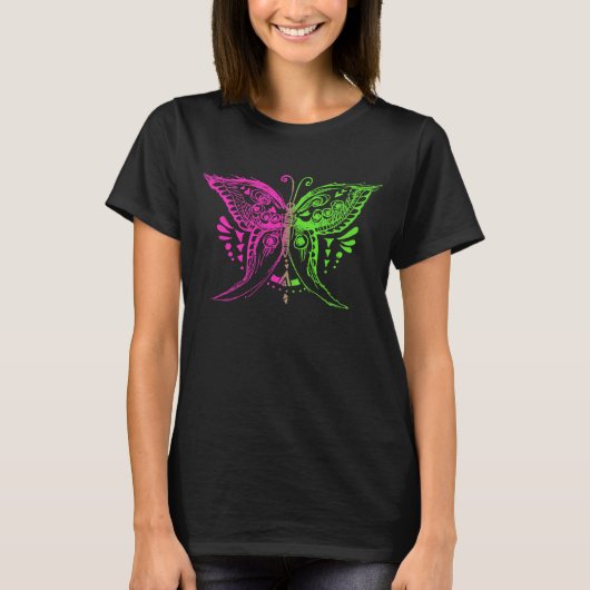 Pink Limeade Butterfly Doodle Art Shirt (Voorkant)