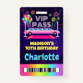 Pink Limo VIP Pass Verjaardag Lanyard Badge (Voorkant)