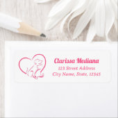 Pink Line Art Cat And Dog with Personalized Name Etiket (Insitu)