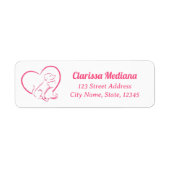 Pink Line Art Cat And Dog with Personalized Name Etiket (Voorkant)