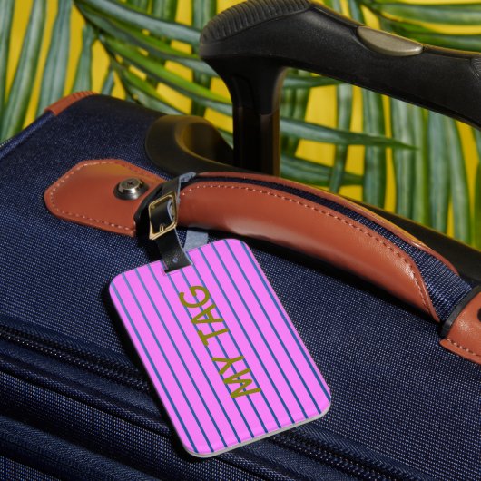 Pink Lined Luggage Tag Bagagelabel (Voorkant Insitu 1)