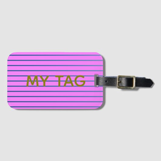 Pink Lined Luggage Tag Bagagelabel (Voorkant (horizontaal))