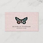 Pink Linen Watercolor Butterfly Logo Elegant Visitekaartje (Voorkant)