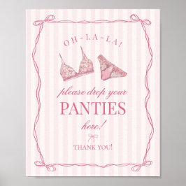 Pink Lingerie Bachelorette Panties Please Sign Poster