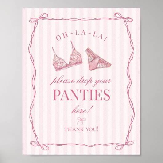 Pink Lingerie Bachelorette Panties Please Sign Poster (Voorkant)