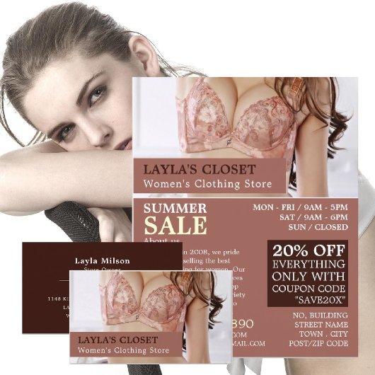 Pink Lingerie, Women's Clothing Store Advert Flyer