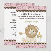 Pink Lion Baby shower voor meisjes Kaart (Voorkant / Achterkant)