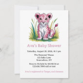 Pink Lion Girl Baby shower Kaart (Voorkant)