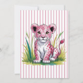 Pink Lion Girl Baby shower Kaart (Achterkant)