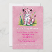 Pink Lion Girl Baby shower Kaart (Voorkant)