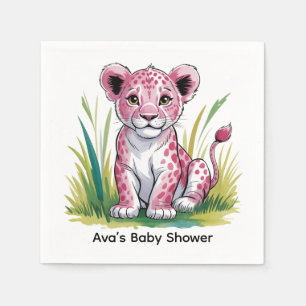 Pink Lion Girl Baby shower Servet
