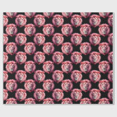 Pink Lion Head Animal Pattern Design - Black  Cadeaupapier (Vlak)