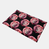 Pink Lion Head Animal Pattern Design - Black Deurmat (Schuin)