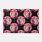 Pink Lion Head Animal Pattern Design - Black Deurmat (Voorkant)