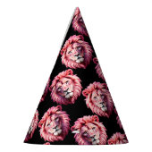 Pink Lion Head Animal Pattern Design - Black  Feesthoedjes (Links)