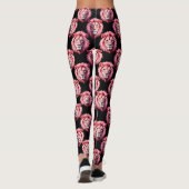 Pink Lion Head Animal Pattern Design - Black  Leggings (Achterkant)