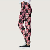 Pink Lion Head Animal Pattern Design - Black  Leggings (Links)