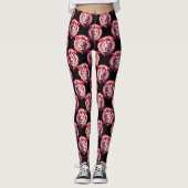 Pink Lion Head Animal Pattern Design - Black  Leggings (Voorkant)