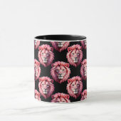 Pink Lion Head Animal Pattern Design - Black  Mok (Midden)