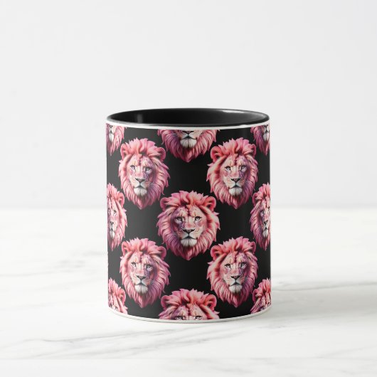 Pink Lion Head Animal Pattern Design - Black Mok (Midden)