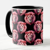 Pink Lion Head Animal Pattern Design - Black  Mok