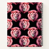 Pink Lion Head Animal Pattern Design - Black  Notitieboek (Achterkant)