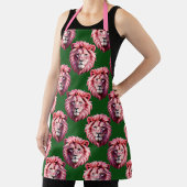 Pink Lion Head Animal Pattern Design Green  Schort