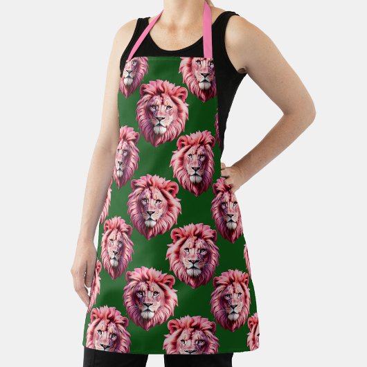 Pink Lion Head Animal Pattern Design Green  Schort